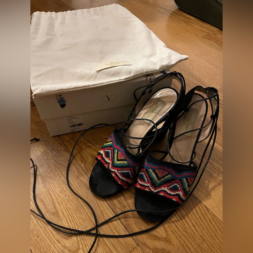 Black suede Valentino strappy sandals size 37